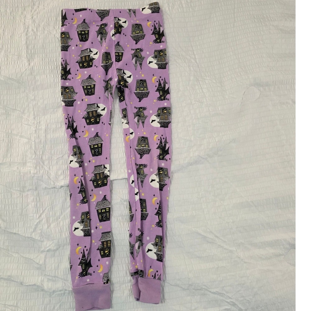 Old Navy Girls Purple Halloween Haunted House Bat Pajama Pants Snug Fit 6T
